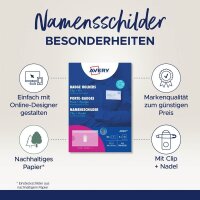 AVERY Zweckform Namensschilder mit Kombiklemme 90 x 54,0 mm, 10 St.