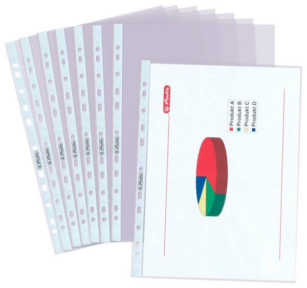 herlitz Prospekthüllen DIN A4 transparent genarbt 0,08 mm, 100 St.