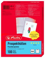 herlitz Prospekthüllen DIN A4 transparent genarbt 0,08 mm, 100 St.