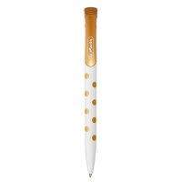 herlitz Kugelschreiber Pure Glam weiß mit goldenen Punkten, Schreibfarbe: blau, 1 St.