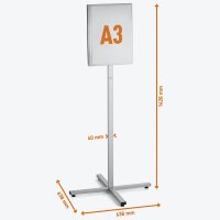DURABLE Infoständer INFO STAND OUTDOOR silber DIN A3 63,8 x 63,8 x 142,0 cm, 1 St.