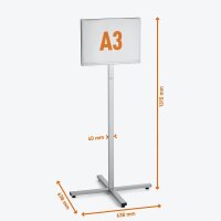 DURABLE Infoständer INFO STAND OUTDOOR silber DIN A3 63,8 x 63,8 x 142,0 cm, 1 St.