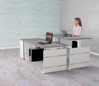 Kerkmann Move 3 elektrisch höhenverstellbarer Schreibtisch grafit rechteckig, T-Fuß-Gestell weiß 160,0 x 80,0 cm