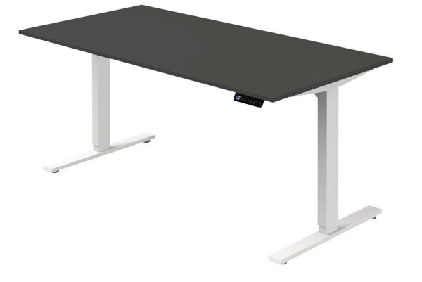 Kerkmann Move 3 elektrisch höhenverstellbarer Schreibtisch anthrazit rechteckig, T-Fuß-Gestell weiß 160,0 x 80,0 cm