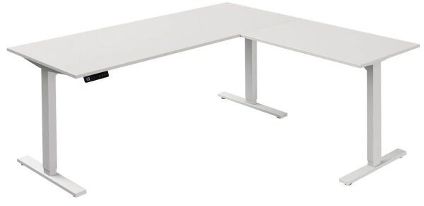 Kerkmann Move 3 elektrisch höhenverstellbarer Schreibtisch weiß L-Form, T-Fuß-Gestell weiß 180,0 x 80,0 cm