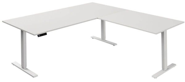 Kerkmann Move 3 elektrisch höhenverstellbarer Schreibtisch weiß L-Form, T-Fuß-Gestell weiß 200,0 x 100,0 cm