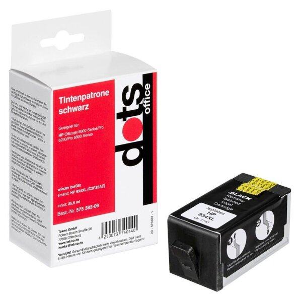 dots  schwarz Druckerpatrone kompatibel zu HP 934XL (C2P23AE)