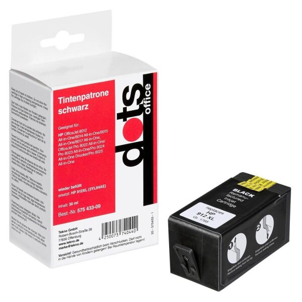 dots  schwarz Druckerpatrone kompatibel zu HP 912XL (3YL84AE)