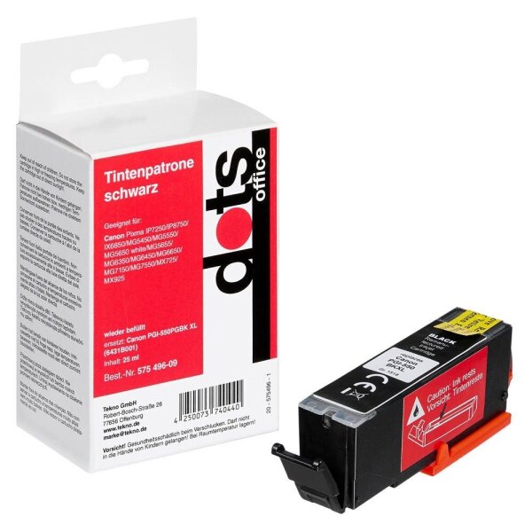 dots  schwarz Druckerpatrone kompatibel zu Canon PGI-550 XL PGBK