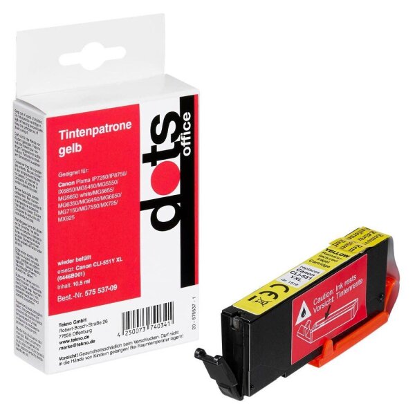dots  gelb Druckerpatrone kompatibel zu Canon CLI-551 XL Y
