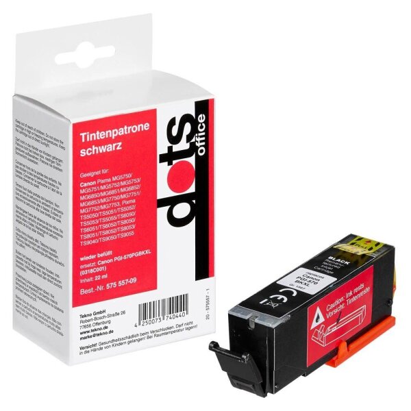 dots  schwarz Druckerpatrone kompatibel zu Canon PGI-570 XL PGBK