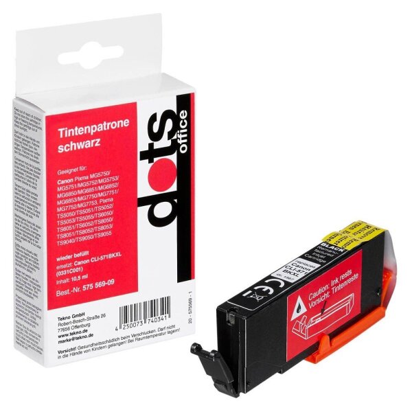 dots  schwarz Druckerpatrone kompatibel zu Canon CLI-571 XL BK