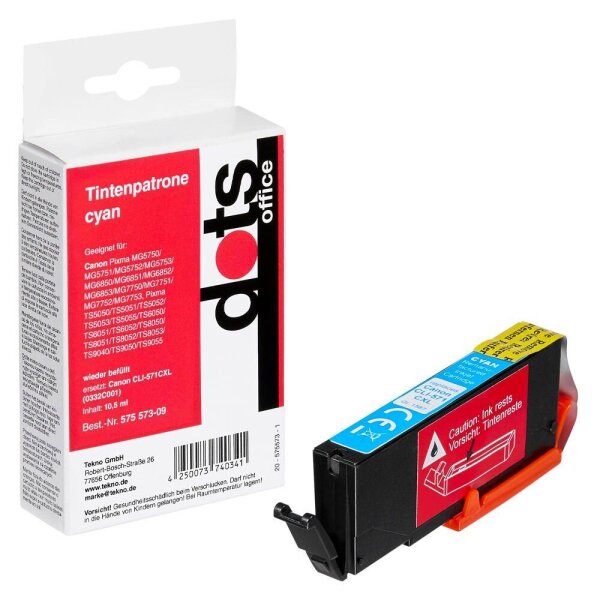 dots  cyan Druckerpatrone kompatibel zu Canon CLI-571 XL C