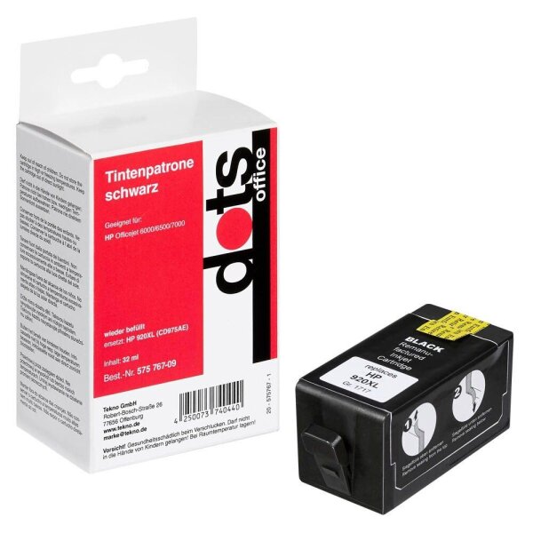 dots  schwarz Druckerpatrone kompatibel zu HP 920XL (CD975AE)