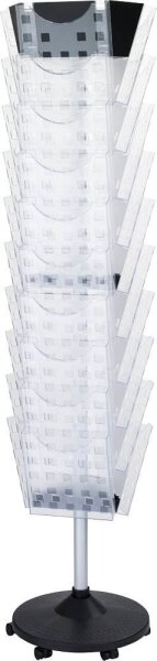 helit Prospektständer drehbar the giant grid transparent DIN A4 30 Fächer 43,0 x 43,0 x 177,0 cm, 1 St.