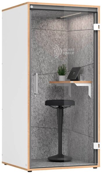 HAMMERBACHER SilentSpace Telefonbox grau 1 Fachboden mit Beleuchtung