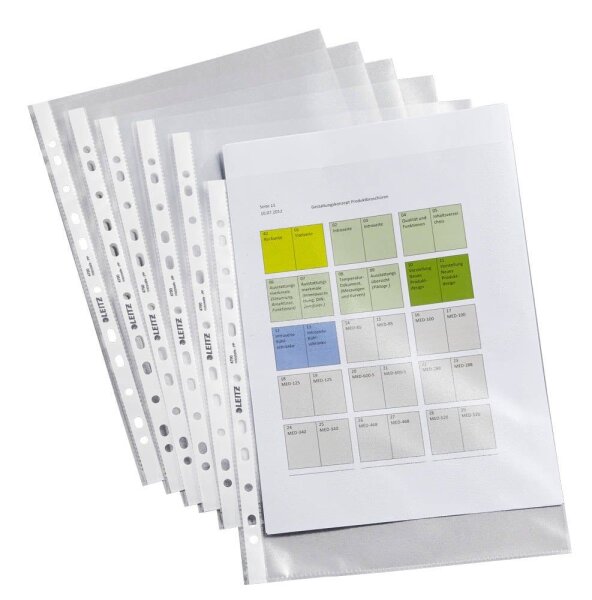 LEITZ Prospekthüllen 4790 DIN A4 transparent genarbt 0,085 mm, 100 St.