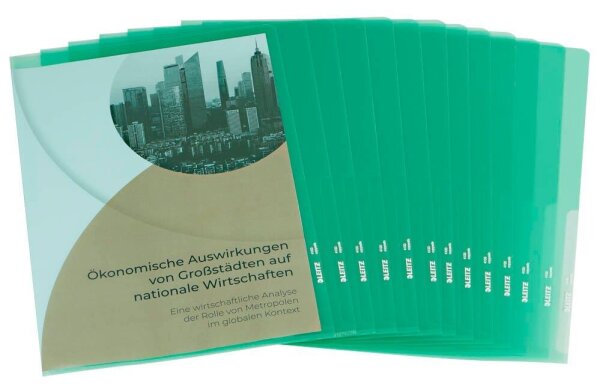 LEITZ Sichthüllen Premium 4100 DIN A4 grün glatt 0,15 mm, 100 St.
