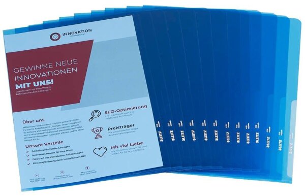 LEITZ Sichthüllen Premium 4100 DIN A4 blau glatt 0,15 mm, 100 St.