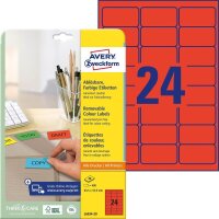 AVERY Zweckform Etiketten L6034-20 rot 63,5 x 33,9 mm, 20...