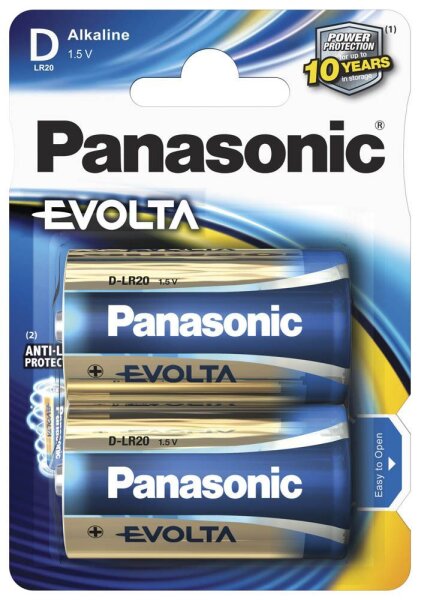 2 Panasonic Batterie Evolta Mono D 1,5 V  ( PLR20EVOLTAB2 )