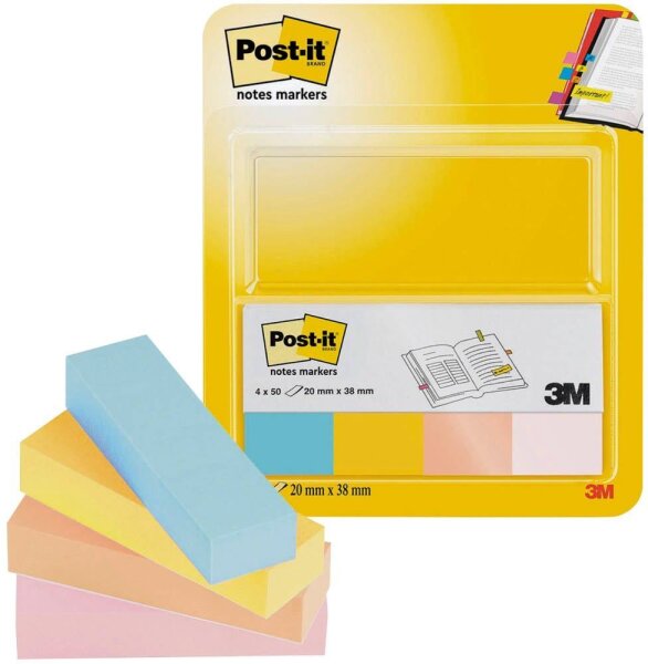 Post-it® Notes Markers Haftmarker farbsortiert 4x 50 Streifen