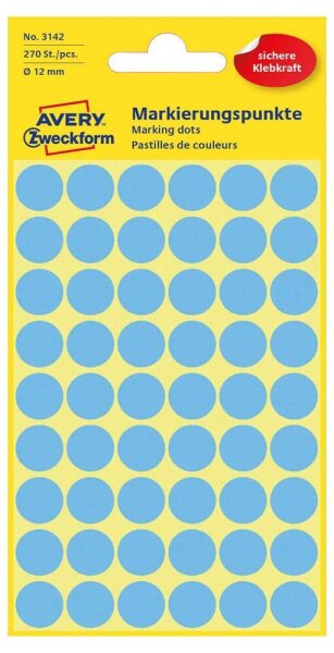 AVERY Zweckform Klebepunkte 3142 blau Ø 12,0 mm, 270 St.
