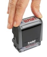 trodat Textstempel "Geprüft" printy 4912 office selbstfärbend blau, rot ohne Logo, 1 St.