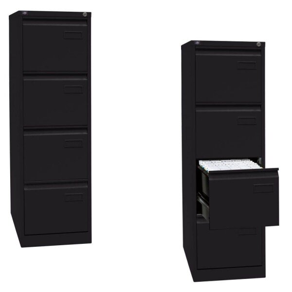 BISLEY LIGHT Hängeregistraturschrank schwarz 4 Schubladen 41,3 x 62,2 x 132,1 cm, 1 St.