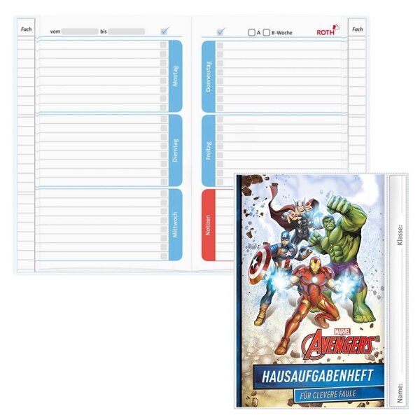 ROTH Hausaufgabenheft Marvel Avengers für clevere Faule liniert DIN A5 ohne Rand, 104 Blatt, 1 St.