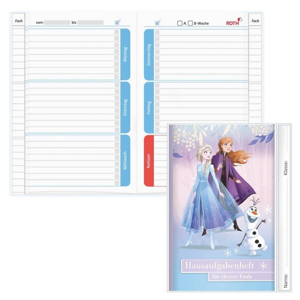 ROTH Hausaufgabenheft Disney Frozen für clevere Faule liniert DIN A5 ohne Rand, 104 Blatt, 1 St.