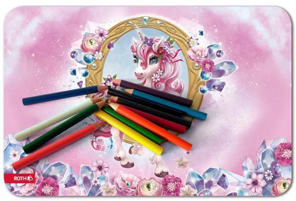 ROTH Schreibtischunterlage Einhorn Beauty bunt Kunstleder...