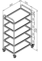 Servierwagen silber 84,5 x 52,5 x 156,0 cm