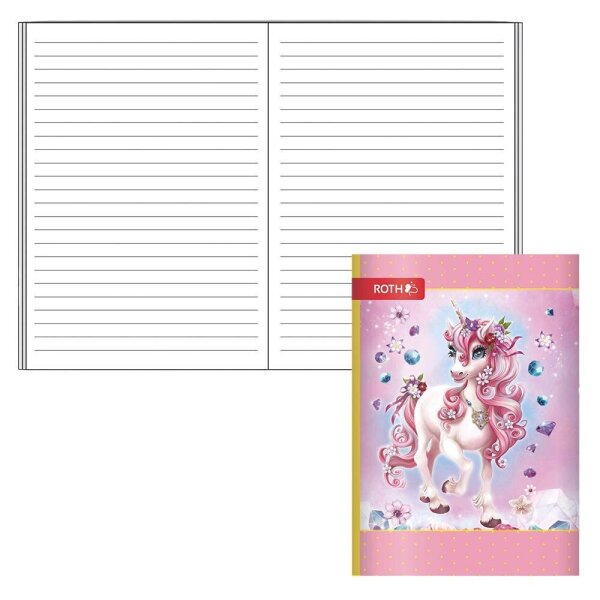 ROTH Schulheft Einhorn Beauty Lineatur 51 liniert DIN A6 ohne Rand, 32 Blatt, 1 St.