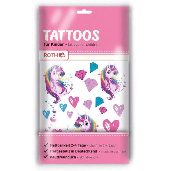 ROTH Klebetattoo Einhornportrait verschiedene Motive, 32 Etiketten