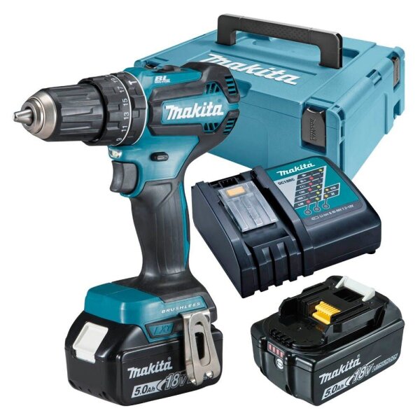 makita DHP485RTJ Akku-Schlagbohrschrauber-Set 18,0 V, mit 2 Akkus