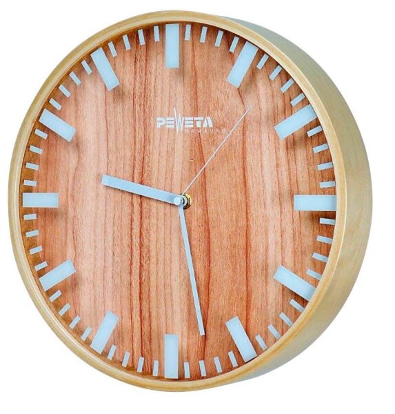 PEWETA Funkwanduhr braun Holz, Ø 30,0 cm