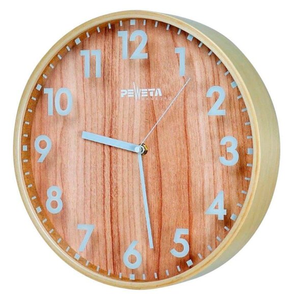 PEWETA Funkwanduhr braun Holz, Ø 30,0 cm