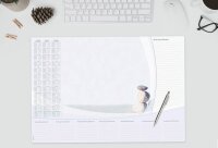 SIGEL Schreibtischunterlage Harmonie 2026/2027/2028 weiß/grau Papier 59,5 x 41,0 cm, 30 Blatt