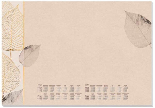 SIGEL Schreibtischunterlage Natural Leaves 2026/2027 creme Papier 59,5 x 41,0 cm, 30 Blatt