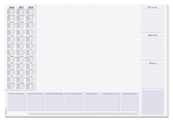 SIGEL Schreibtischunterlage Lilac 2026/2027/2028 weiß/lila Papier 59,5 x 41,0 cm, 30 Blatt