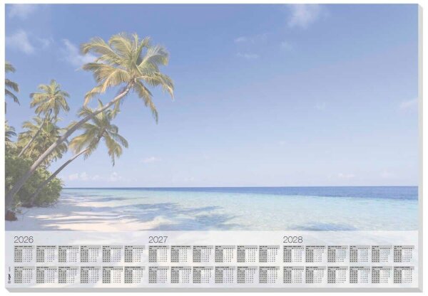 SIGEL Schreibtischunterlage Beach 2026/2027/208 blau Papier 59,5 x 41,0 cm, 30 Blatt