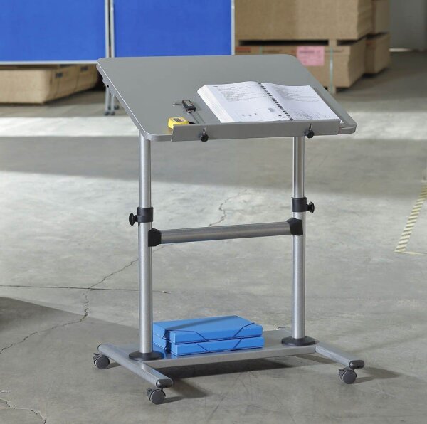 rocada höhenverstellbarer Schreibtisch alugrau rechteckig, T-Fuß-Gestell alu 80,0 x 60,0 cm