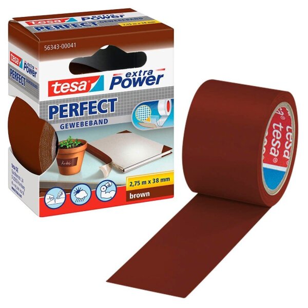 tesa extra Power® Perfect Gewebeband braun 38,0 mm x 2,75 m 1 Rolle