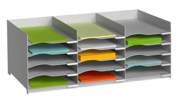 PAPERFLOW Sortierstation lichtgrau mit 15 Fächern