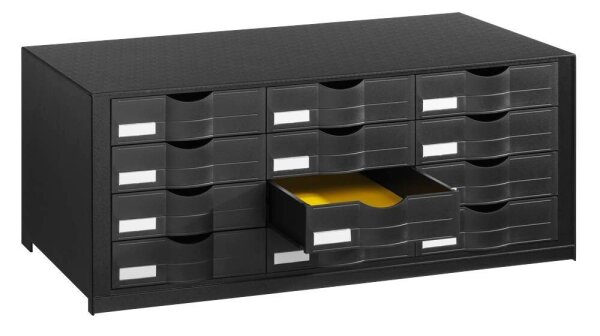 PAPERFLOW Schubladenbox  schwarz EO9H4441.01, DIN A4 mit 12 Schubladen, 1 St.