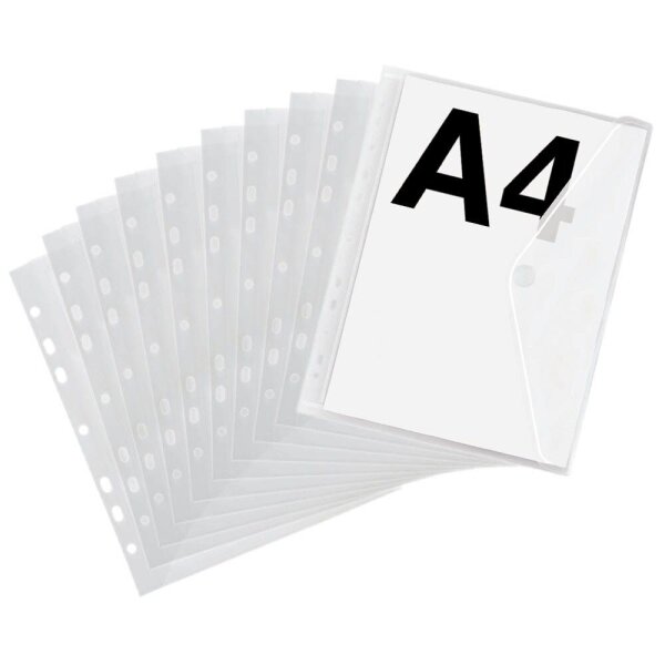 FolderSys Dokumententaschen DIN A4 transparent genarbt 0,20 mm, 10 St.