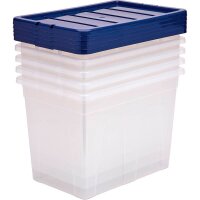 Bankers Box Aufbewahrungsboxen 64,0 l transparent, blau 38,0 x 56,0 x 41,0 cm, 5 St.