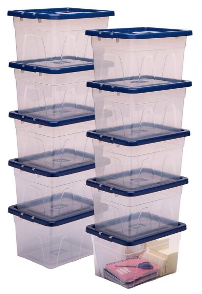 Bankers Box Aufbewahrungsboxen 22,0 l transparent, blau 32,0 x 40,0 x 24,5 cm, 10 St.