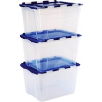 Bankers Box Aufbewahrungsboxen 55,0 l transparent, blau 43,0 x 59,0 x 35,0 cm, 3 St.